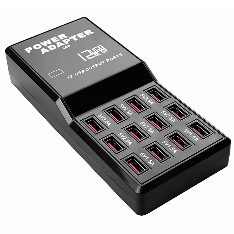 Multi 12 Port Fast USB HUB Charging Station 12A Power Adapter with Surge Protection Charging, Black
Multi 12 Port Fast USB HUB Charging Station 12A Power Adapter with Surge Protection Charging, Black