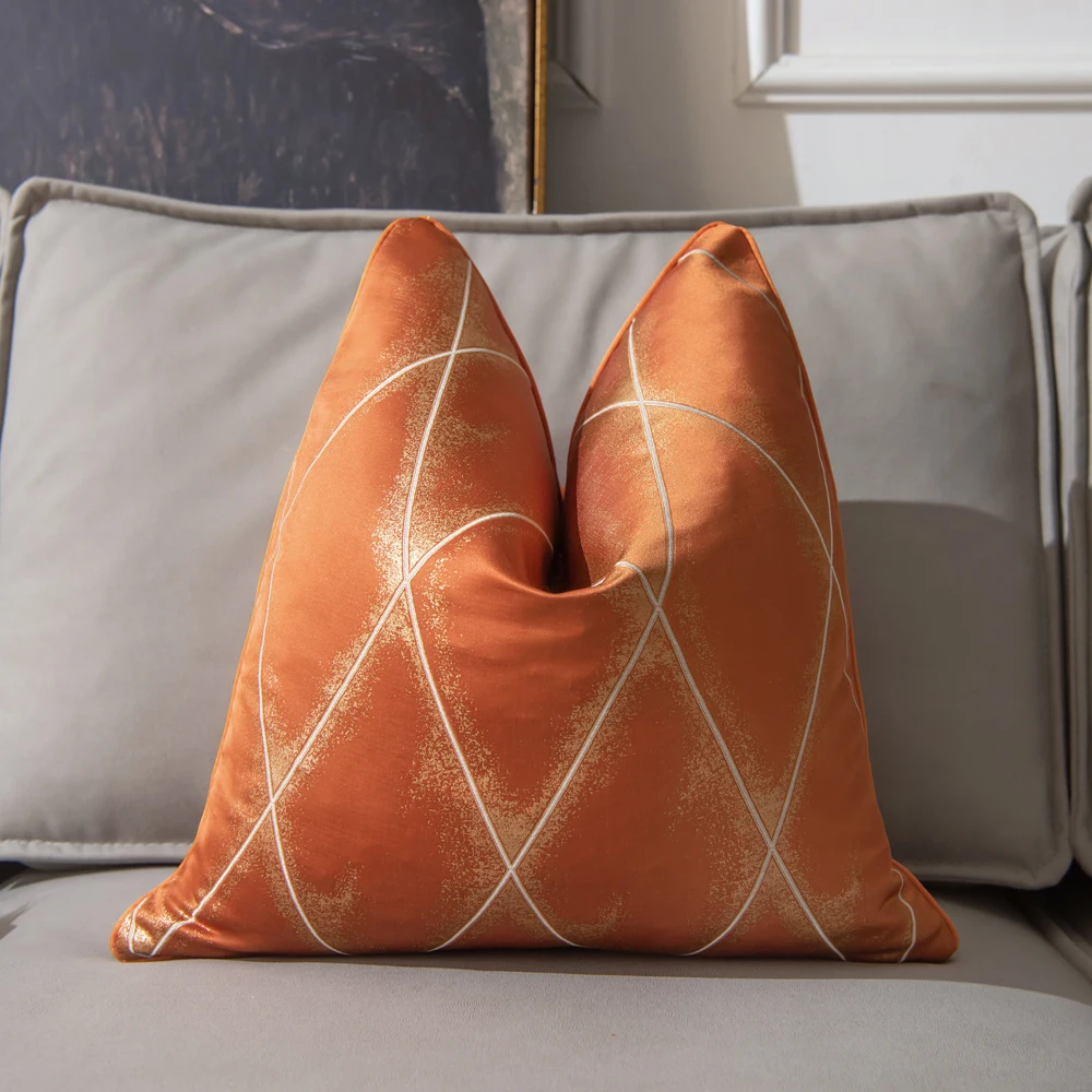 

Jacquard Orange cushion cover 18x18 Inch Decorative Pillowcases Square Luxury Cushion Covers for Car SofaOrange