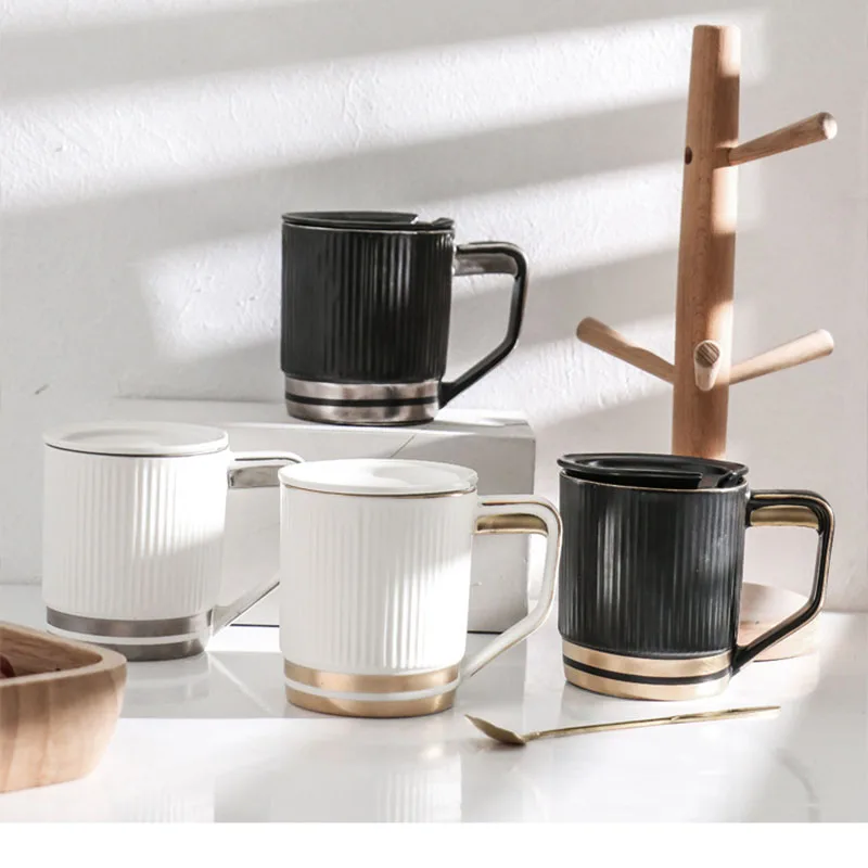 Nordic Style Fashion Gold Series Ceramic Coffee Mug With Lid And Spoon Office Tea Cup Home Porcelain Drinkware, As picture
Nordic Style Fashion Gold Series Ceramic Coffee Mug With Lid And Spoon Office Tea Cup Home Porcelain Drinkware, As picture