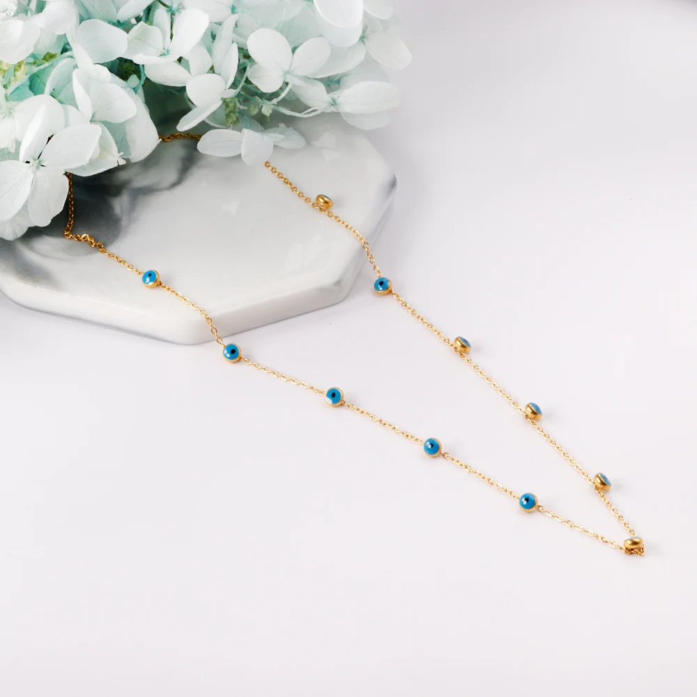 Wholesale High Quality Elegant Blue Beaded stainless Steel 18k Gold Plated Charm Chain Choker Pendant Necklace
Wholesale High Quality Elegant Blue Beaded stainless Steel 18k Gold Plated Charm Chain Choker Pendant Necklace