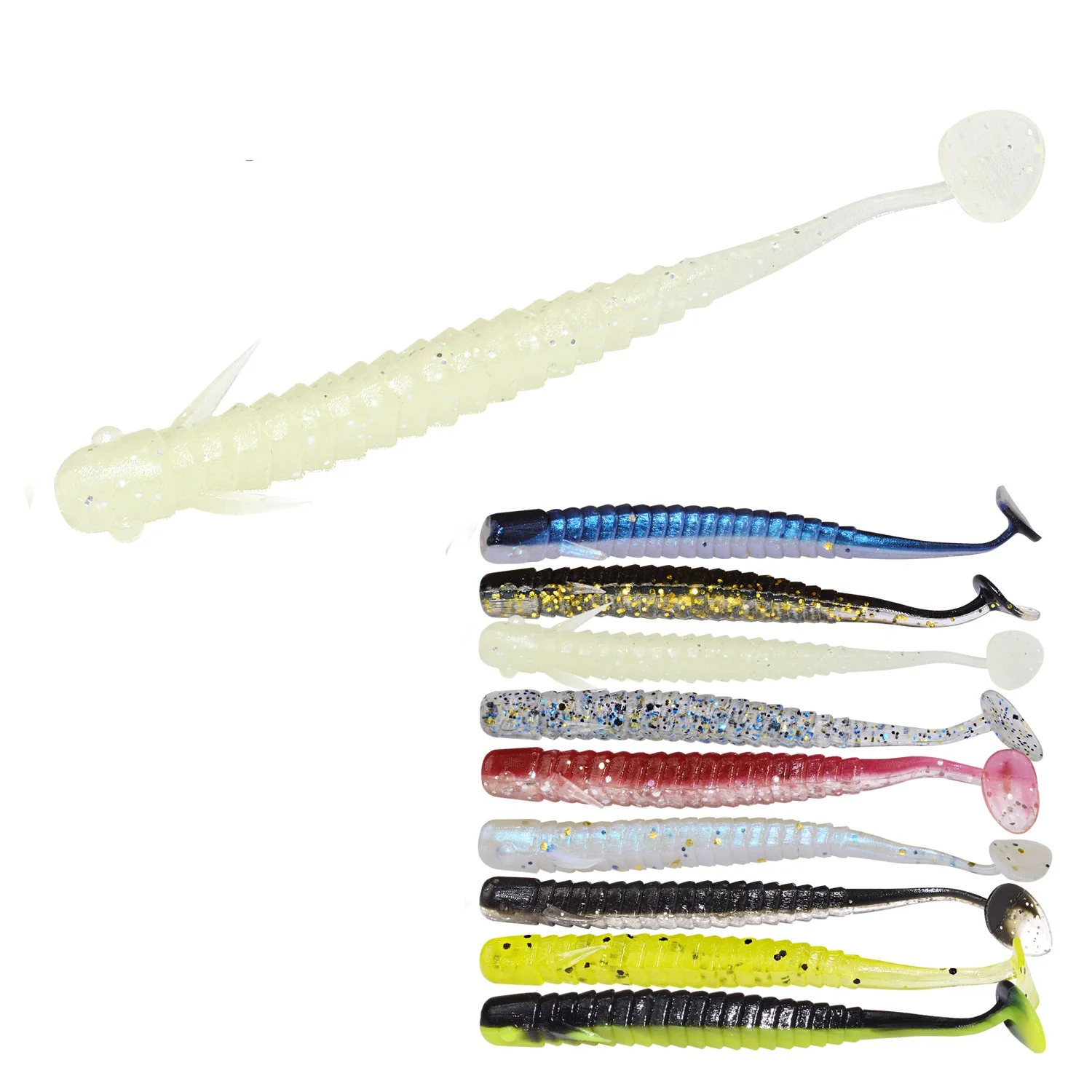 Paddle Tail Swim baits Big Soft Jerk Bait Lure 3D Lifelike Eyes 85mm 2g Lures for Bass Fishing, Various
Paddle Tail Swim baits Big Soft Jerk Bait Lure 3D Lifelike Eyes 85mm 2g Lures for Bass Fishing, Various