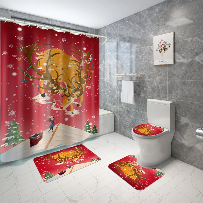 Christmas yellow deer theme decoration bathroom shower curtain set bathroom curtain set 100% polyester custom bathroom set, Picture
Christmas yellow deer theme decoration bathroom shower curtain set bathroom curtain set 100% polyester custom bathroom set, Picture