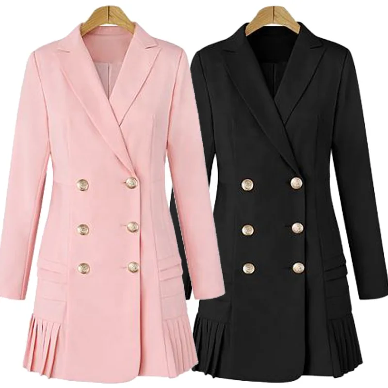 Autumn Pleated Long Suit Coat Women Outwear Blazer Feminino Plus Size Double Breasted Women Coats Lady Casual Coats
Autumn Pleated Long Suit Coat Women Outwear Blazer Feminino Plus Size Double Breasted Women Coats Lady Casual Coats