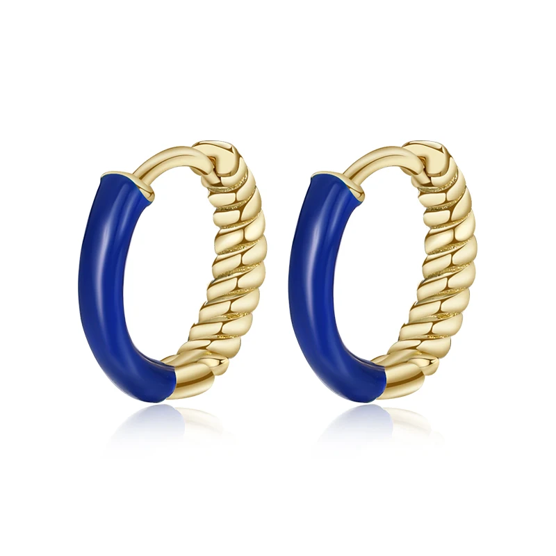 Original design blue TWISTED earrings sterling silver 18k enamel huggie earrings women
Original design blue TWISTED earrings sterling silver 18k enamel huggie earrings women