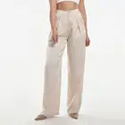 2020 fashion elegant high waist zipper buttons loose straight wide leg pants women