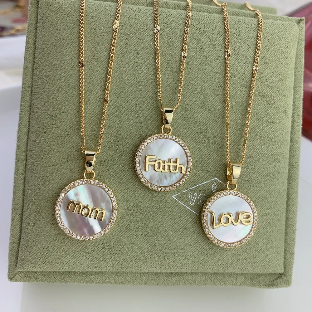 Fashion jewelry natural pearl shell round coin mom love letter word choker necklace for women custom
Fashion jewelry natural pearl shell round coin mom love letter word choker necklace for women custom