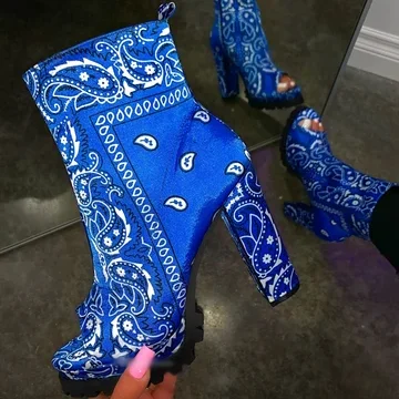 Big Size New Arrival Women Bandana Dress Shoes Mixed Color Fish Mouth Chunky High Heel Ankle Boots Zip Platform Fashion Sandals, Black,blue,red,mixed 1\2
Big Size New Arrival Women Bandana Dress Shoes Mixed Color Fish Mouth Chunky High Heel Ankle Boots Zip Platform Fashion Sandals, Black,blue,red,mixed 1\2