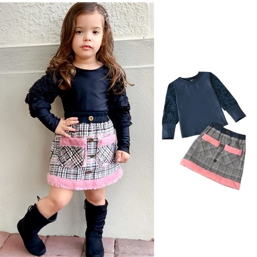 Summer Long Sleeve Ruffle Shirt Plaid Baby Skirt 2 pcs Girl Kids Clothes Sets Dresses for Girls
Summer Long Sleeve Ruffle Shirt Plaid Baby Skirt 2 pcs Girl Kids Clothes Sets Dresses for Girls