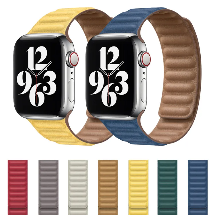 Distinctive Leather Designs With Magnetic Leather Link Watch Band for Apple Watch Series 6 Stainless Steel Closures Strap, Multicolor
Distinctive Leather Designs With Magnetic Leather Link Watch Band for Apple Watch Series 6 Stainless Steel Closures Strap, Multicolor