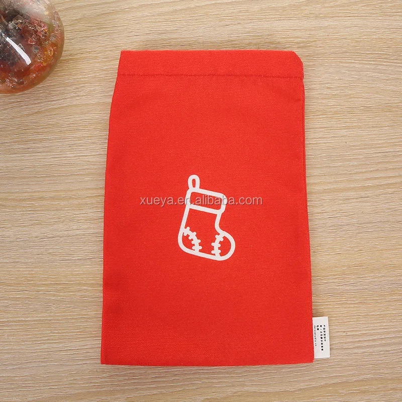 wholesale red color canvas custom drawstring bags for christmas