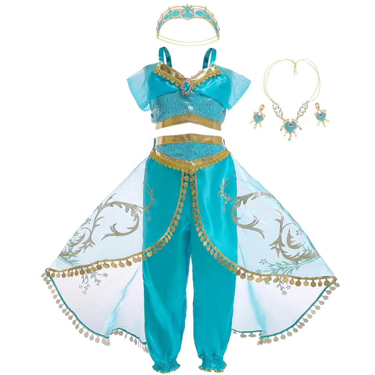 Summer Girls Princess Costume Dress Jasmine Anime costumes Children's 4 Pieces Sets Kids Birthday Party Clothing
Summer Girls Princess Costume Dress Jasmine Anime costumes Children's 4 Pieces Sets Kids Birthday Party Clothing