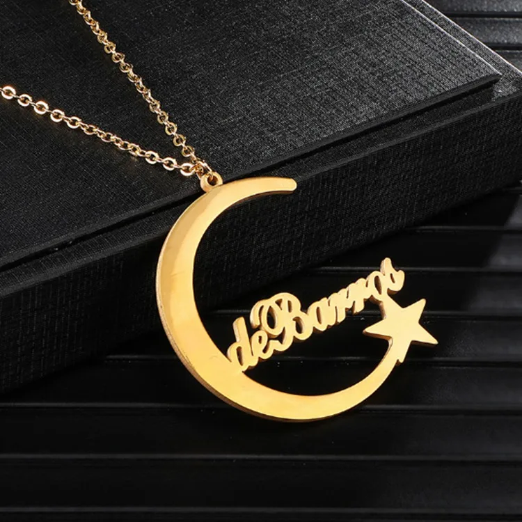 Wholesale Jewelry moon pendant necklace stainless steel custom name necklace gold for girls
Wholesale Jewelry moon pendant necklace stainless steel custom name necklace gold for girls