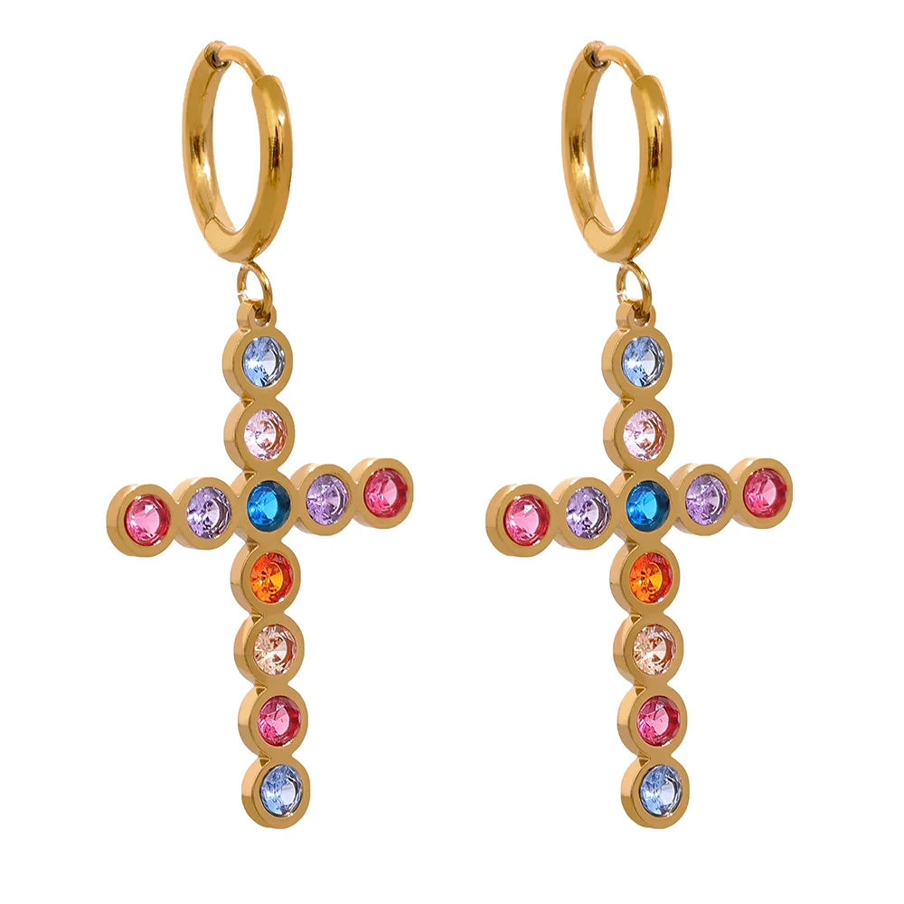 JINYOU Colorful Cubic Zirconia Stainless Steel Cross Drop Hoop Earrings Fashion Daily Men Women Unisex Golden Jewelry
JINYOU Colorful Cubic Zirconia Stainless Steel Cross Drop Hoop Earrings Fashion Daily Men Women Unisex Golden Jewelry