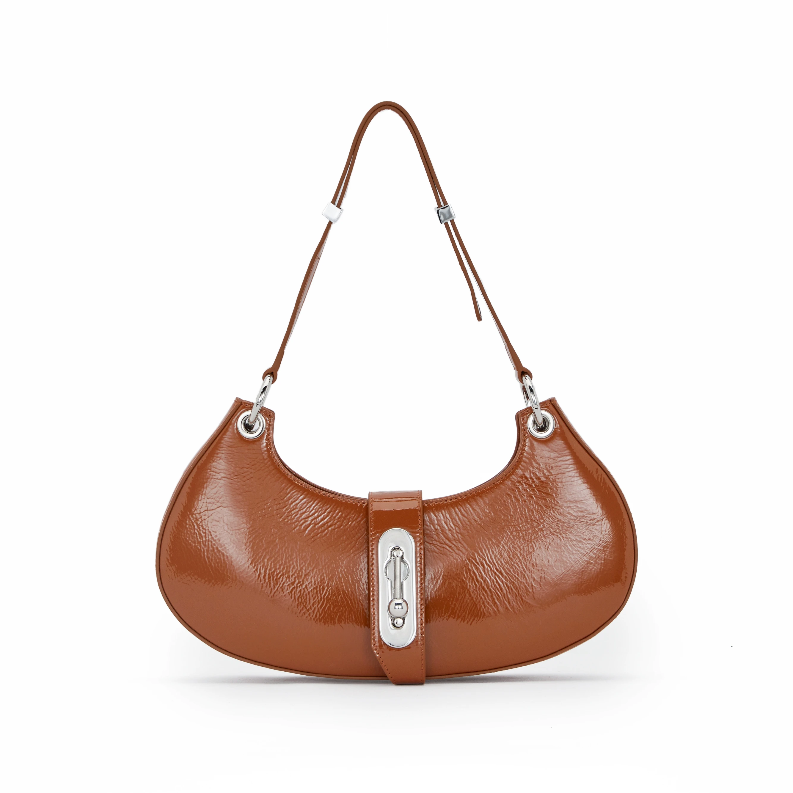 2021 creative lock moon bag natural high-quality first layer cowhide handbag, Brown
2021 creative lock moon bag natural high-quality first layer cowhide handbag, Brown