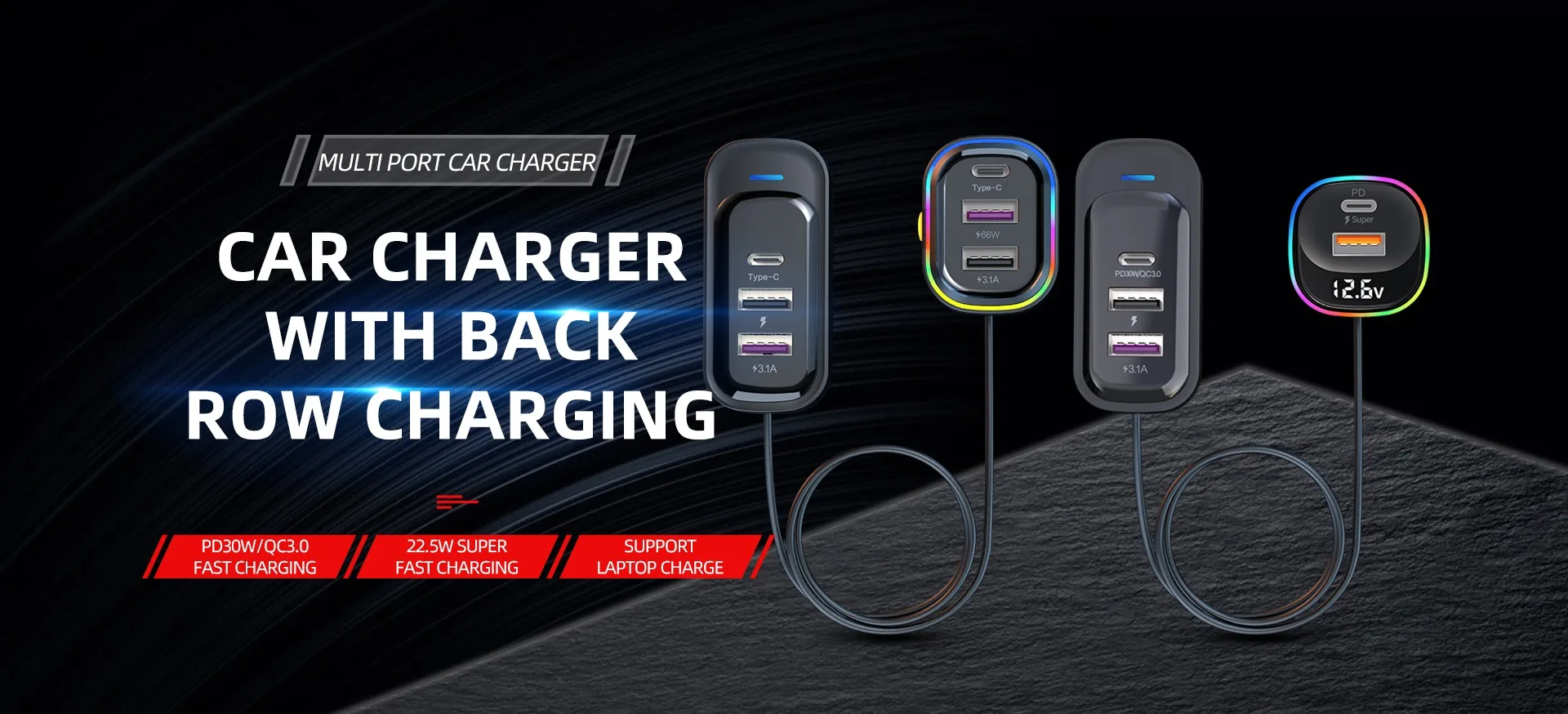 Car Charger with back row charge