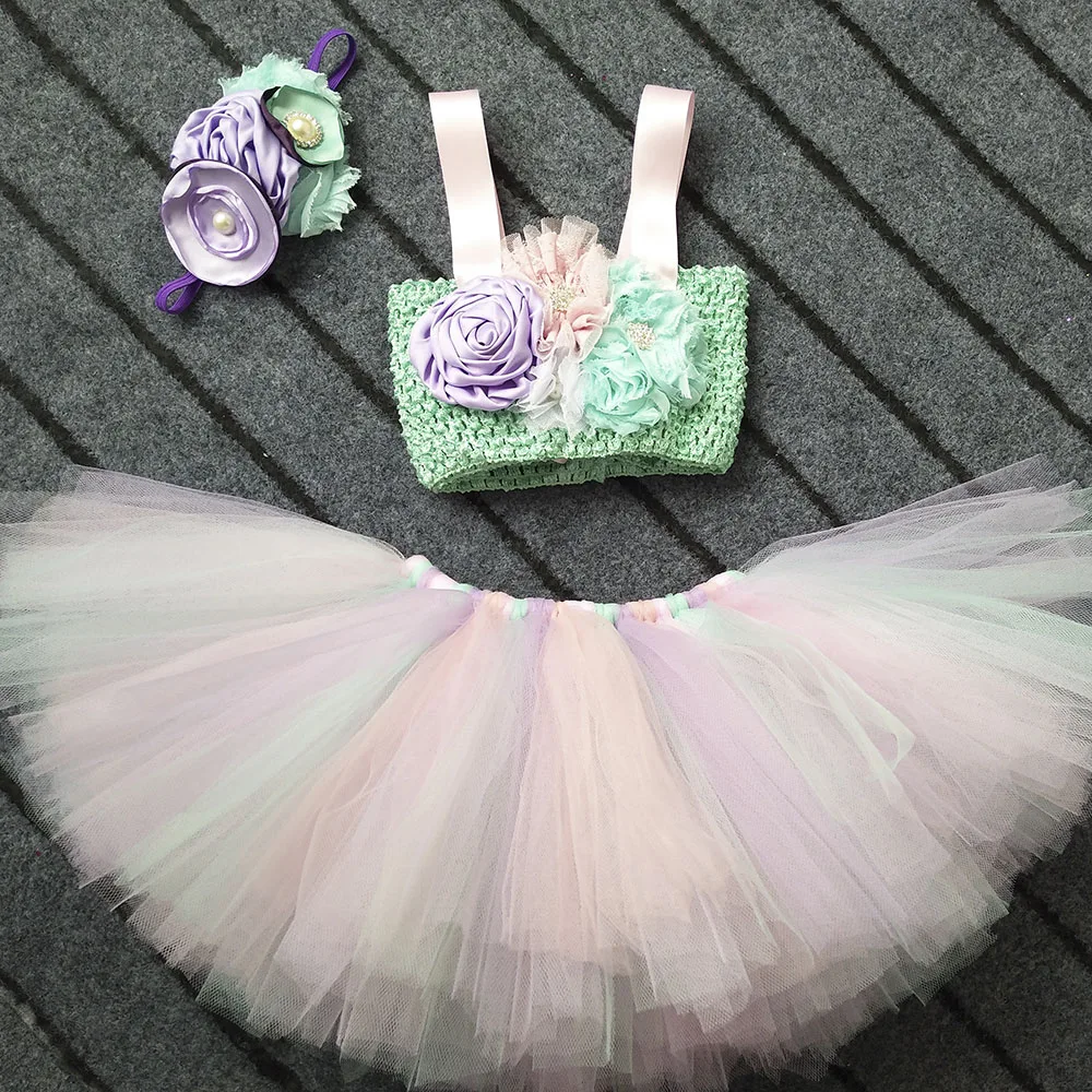 

Pink Mint Princess Mermaid Girl Tutu Dress Baby Girls Birthday Party Dresses For Photos Can Be Customized