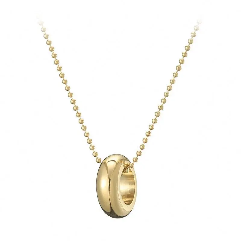 Gold Plated Polished Ring Pendant Necklace Stainless Steel Necklace Jewelry, Gold color
Gold Plated Polished Ring Pendant Necklace Stainless Steel Necklace Jewelry, Gold color