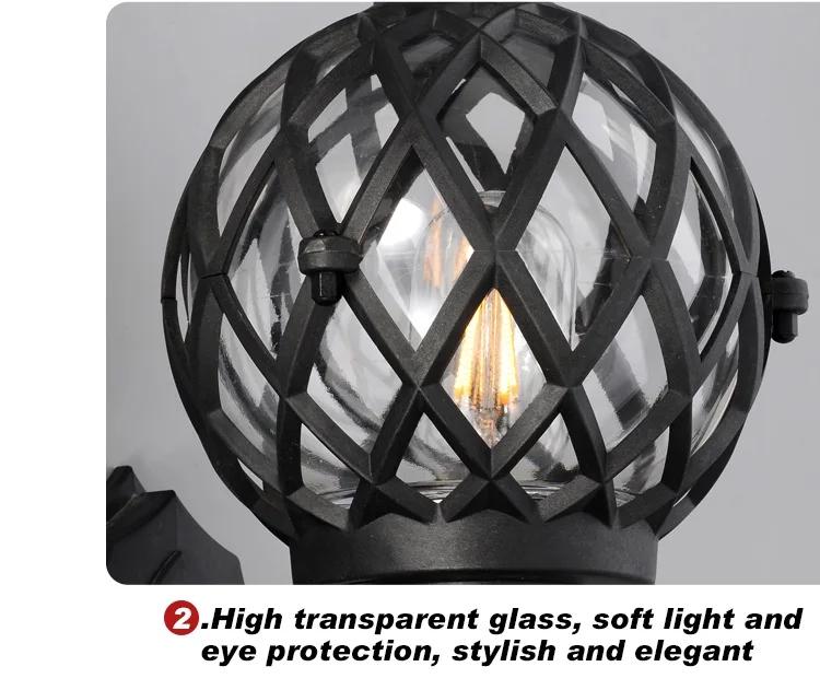 Street Sidewalk Square Park Retro Outdoor Garden E27 Lantern Wall Lamp