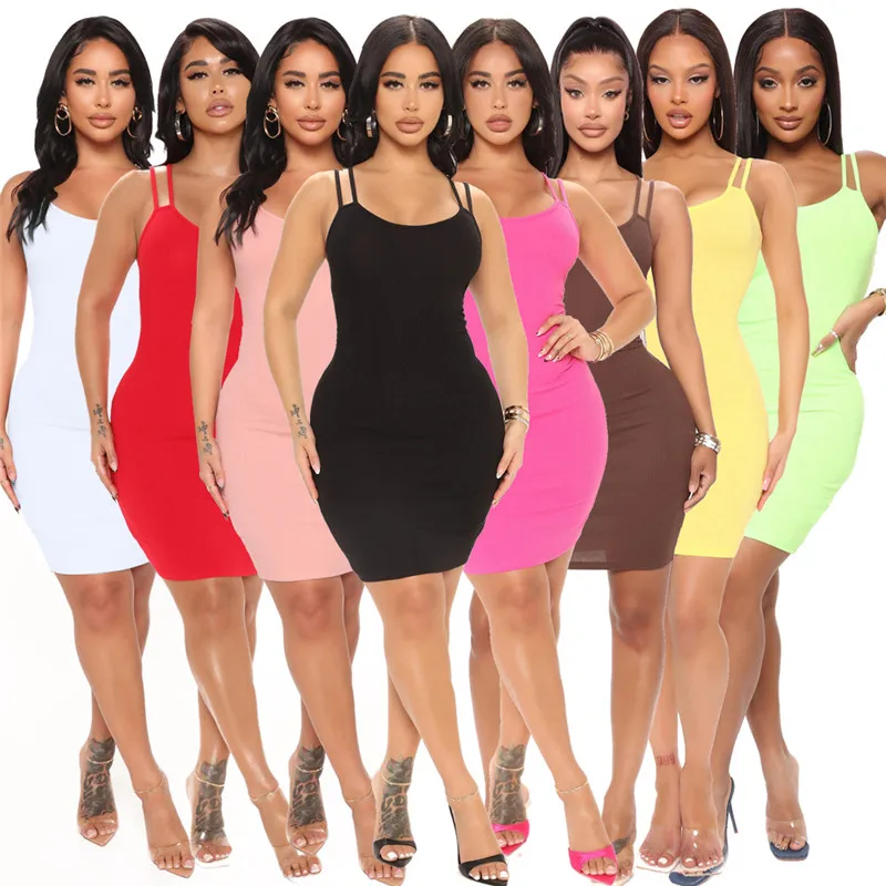 New design solid color double spaghetti strap sundresses women summer casual sun dresses women sexx bodycon dress
New design solid color double spaghetti strap sundresses women summer casual sun dresses women sexx bodycon dress
