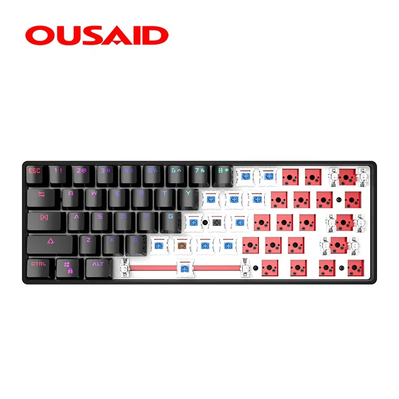 Ousaid Hot Swap Keyboard 61Keys Wired Wireless BT5.0 Mechanical Keyboard Custom Keyboard For Office, Black/white/oem
Ousaid Hot Swap Keyboard 61Keys Wired Wireless BT5.0 Mechanical Keyboard Custom Keyboard For Office, Black/white/oem