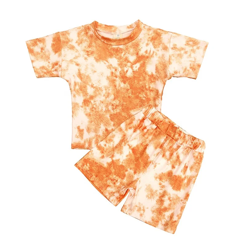 Summer Kids Baby Wear Little Girls Tie Dye Top And Shorts Two Piece Boutique Clothing Sets, Black/yellow/purple/blue
Summer Kids Baby Wear Little Girls Tie Dye Top And Shorts Two Piece Boutique Clothing Sets, Black/yellow/purple/blue