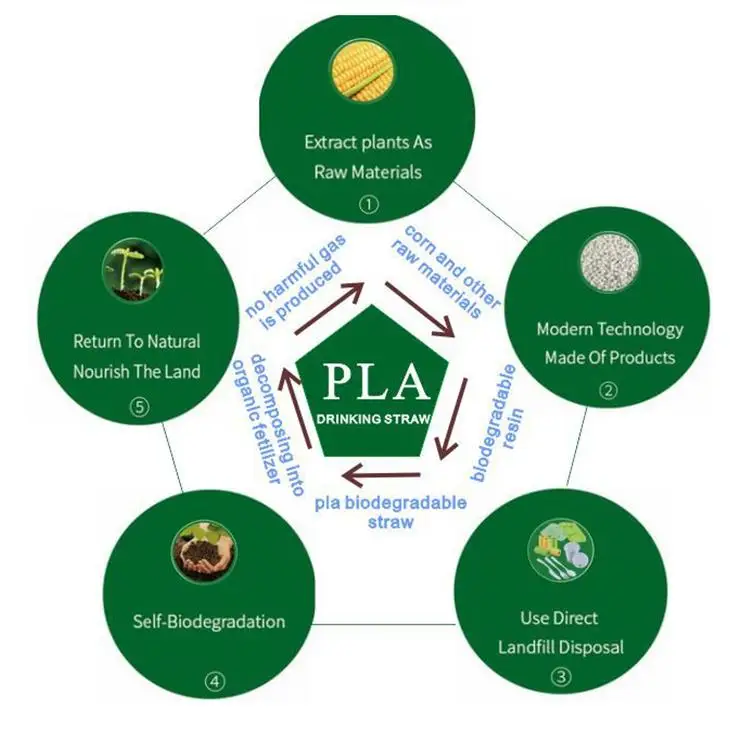 100 biodegradable straight corn starch pla straw