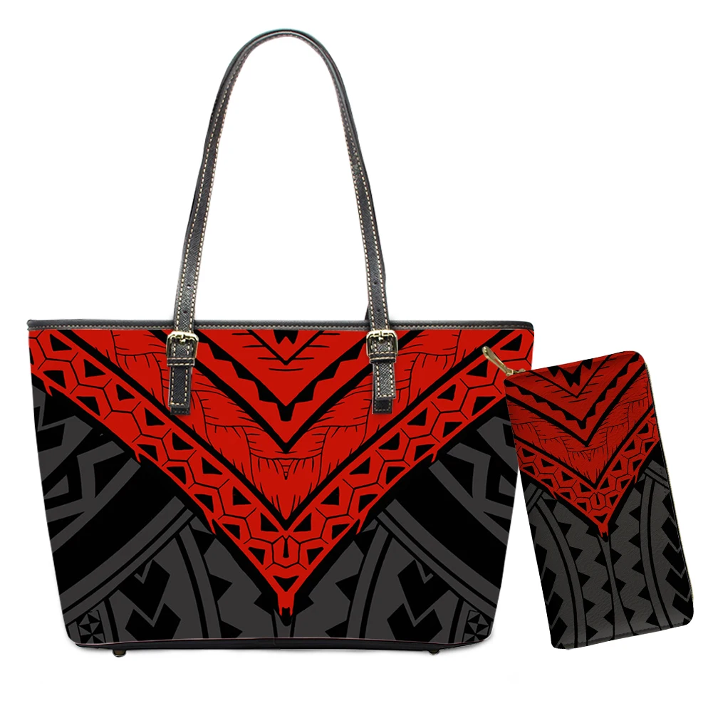 Luxury Leather Handbag Matching Purses Polynesian Tribal Print Classic Ladies Purse Handbag Black And Red Handbags For Girls, Customized color
Luxury Leather Handbag Matching Purses Polynesian Tribal Print Classic Ladies Purse Handbag Black And Red Handbags For Girls, Customized color