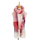 2019 New Fashion Plaid Pattern Yarn Dye 100%Acrylic Beautiful Women Warm Winter Scarf With Tassel