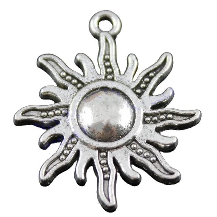 Simple design silver color sun flower shape pendant metal bracelet charms jewelry pendant, Picture
Simple design silver color sun flower shape pendant metal bracelet charms jewelry pendant, Picture