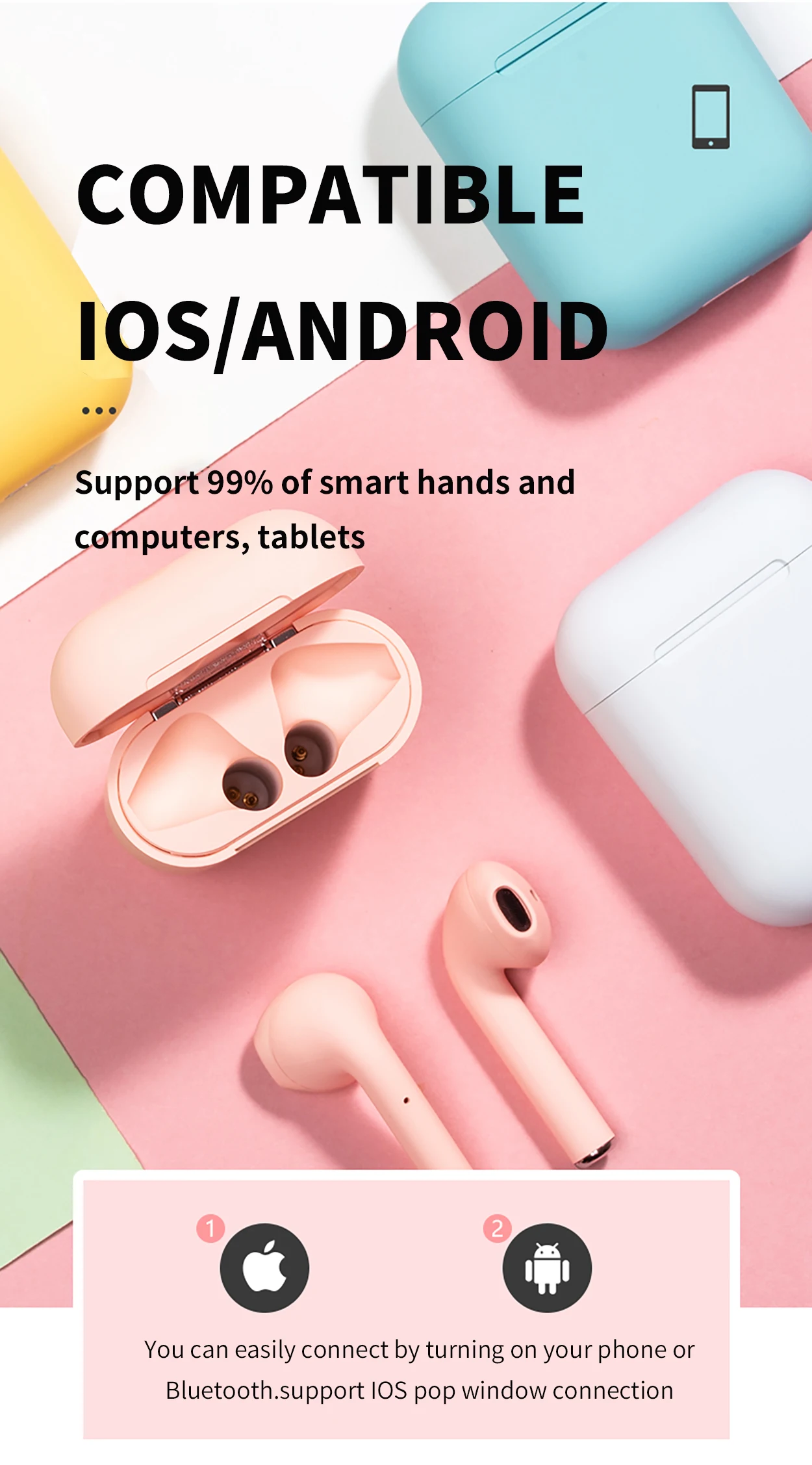 Macaron Headphone Inpods 12 i12 Frosted Matte Touch Feeling Tws Wireless Earphone For iPhone 11 Pro Android Earbuds Stereo - ANKUX.COM