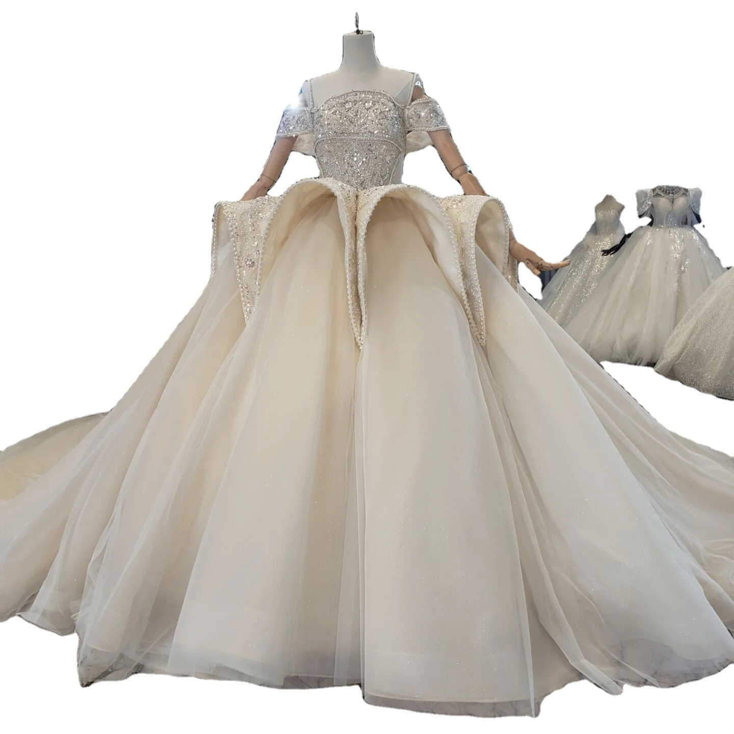 Ball gowns Wholesale prices Pearls Applique hand made sequins beaded ball gown bridal dress long train wedding dress, Custom made
Ball gowns Wholesale prices Pearls Applique hand made sequins beaded ball gown bridal dress long train wedding dress, Custom made