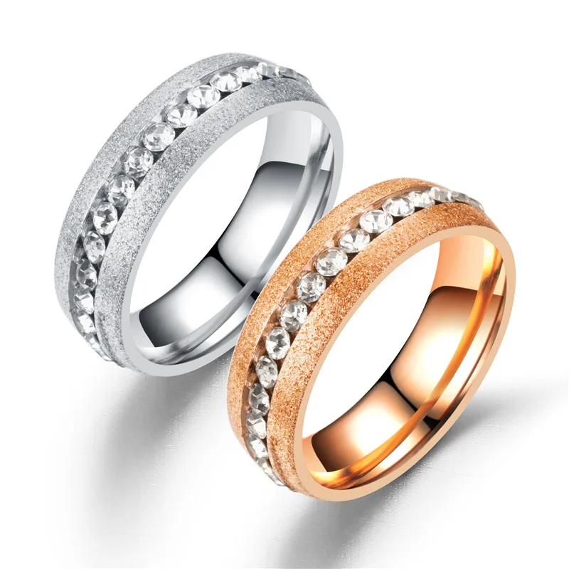 The New Stylish Frosted Inner and Outer Balls are Diamond-studded Single Row Couples Stainless steel Rings in Steel Rose Gold
The New Stylish Frosted Inner and Outer Balls are Diamond-studded Single Row Couples Stainless steel Rings in Steel Rose Gold
