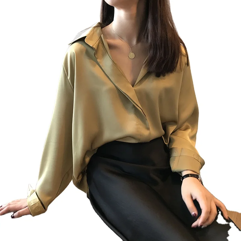 2020 Spring Women Fashion Long Sleeves Satin Blouse Vintage Femme V Neck Street Shirts Elegant Silk Blouse
2020 Spring Women Fashion Long Sleeves Satin Blouse Vintage Femme V Neck Street Shirts Elegant Silk Blouse