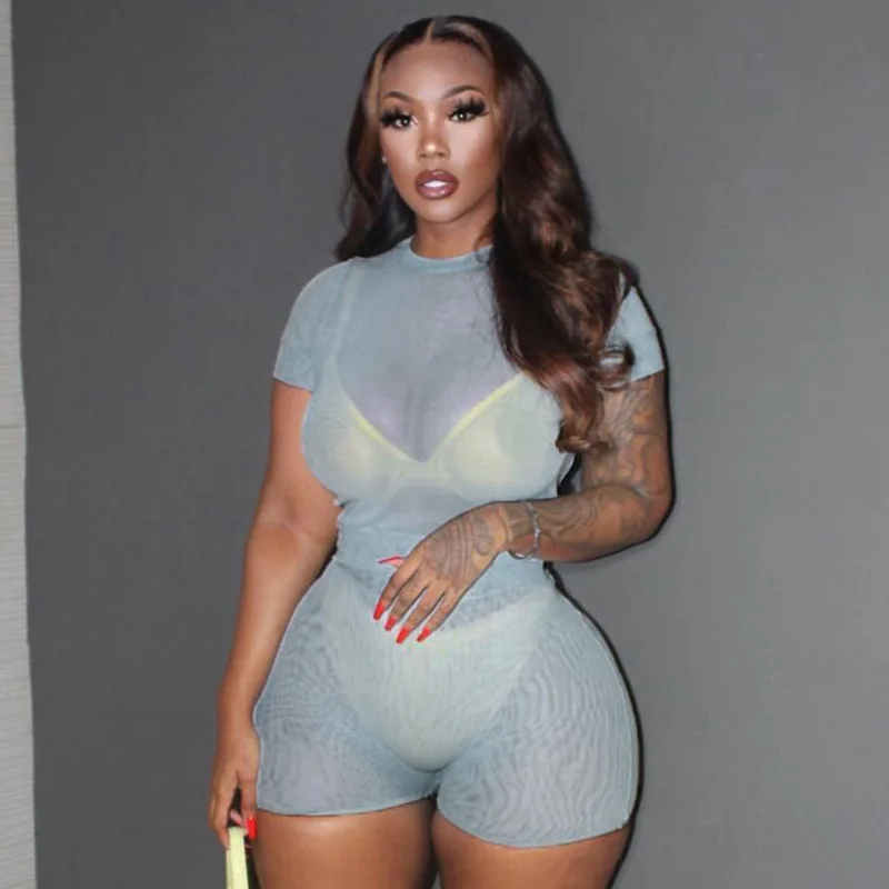 2022 Summer Mesh Sets Sportswear Short Sleeve Crop Top Biker Shirts Sexy Solid Jogger Outfits Casual 2 Piece Shorts Set Women, Picture
2022 Summer Mesh Sets Sportswear Short Sleeve Crop Top Biker Shirts Sexy Solid Jogger Outfits Casual 2 Piece Shorts Set Women, Picture