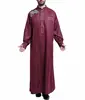 Autumn Fashion Long Sleeve Stand Collar Loose Embroidery Long Abaya Muslim Men Gown
