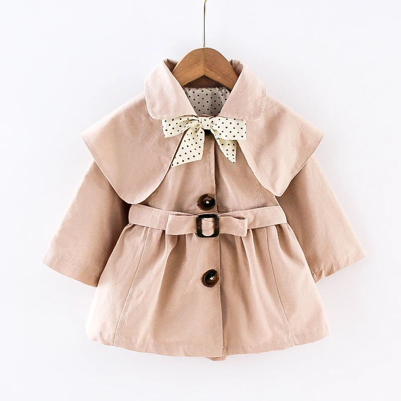 

Autumn clothes Boutique wholesale trench Corset smocked infant baby coat bow Lotus leaf collar little girls infant girls coat