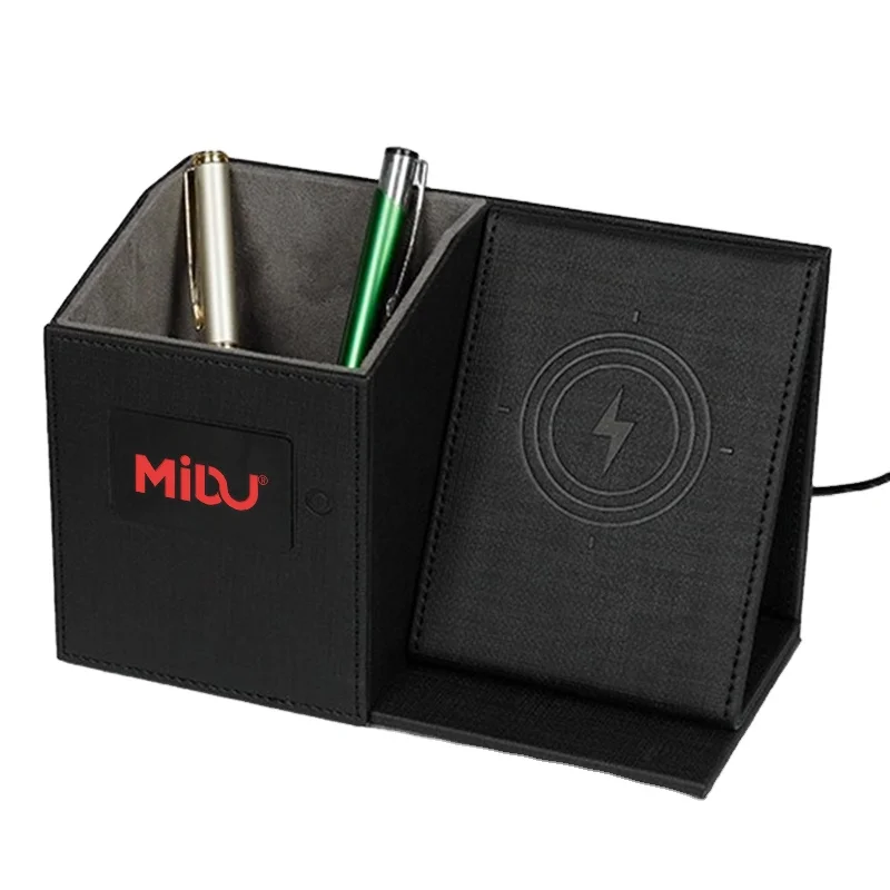 Customizable Logo desk pen holder Organizer Storage With Wireless charge office leather storage Organizer, Black / customizable
Customizable Logo desk pen holder Organizer Storage With Wireless charge office leather storage Organizer, Black / customizable