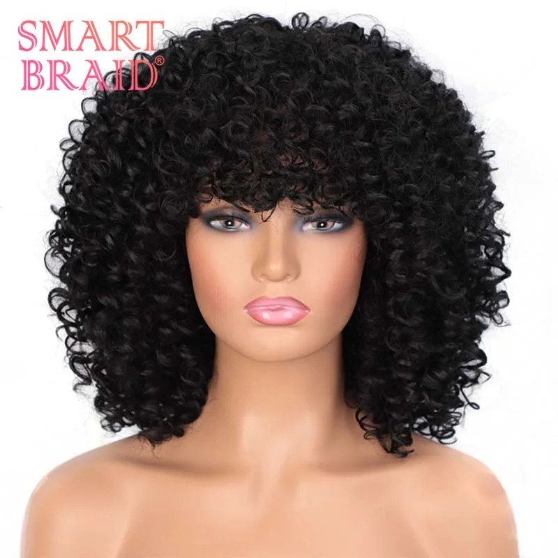 

Wholesale Short Bob Red Wig With Bangs For Black Women 14 Inch Afro Kinky Loose Curly Wave Synthetic Hair Wigs, Black,blond,brown,ombre brown,ombre red,red