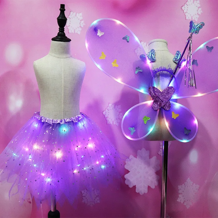 4 Pieces Kids Clothes Sets Tulle Butterfly Fairy Christmas LED Light Up Tutu Dress Skirt, Rainbow/purple
4 Pieces Kids Clothes Sets Tulle Butterfly Fairy Christmas LED Light Up Tutu Dress Skirt, Rainbow/purple
