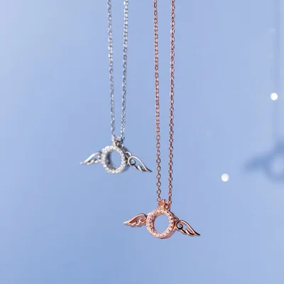 Korean Simple S925 Sterling Silver Diamond Geometric Wings Necklace Micro Pave CZ Angel Wings Pendant Necklace For Women Girls
Korean Simple S925 Sterling Silver Diamond Geometric Wings Necklace Micro Pave CZ Angel Wings Pendant Necklace For Women Girls