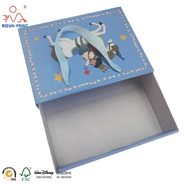 printed blue gift cardboard box packaging folding paper box with