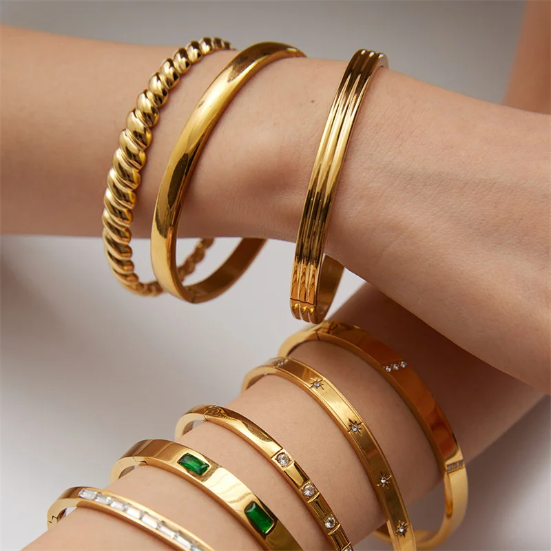 Summer New Trendy Waterproof Gold Plated Stainless Steel Bracelet Colorful Cubic Zircon Bangle Bracelet for Women Girls
Summer New Trendy Waterproof Gold Plated Stainless Steel Bracelet Colorful Cubic Zircon Bangle Bracelet for Women Girls