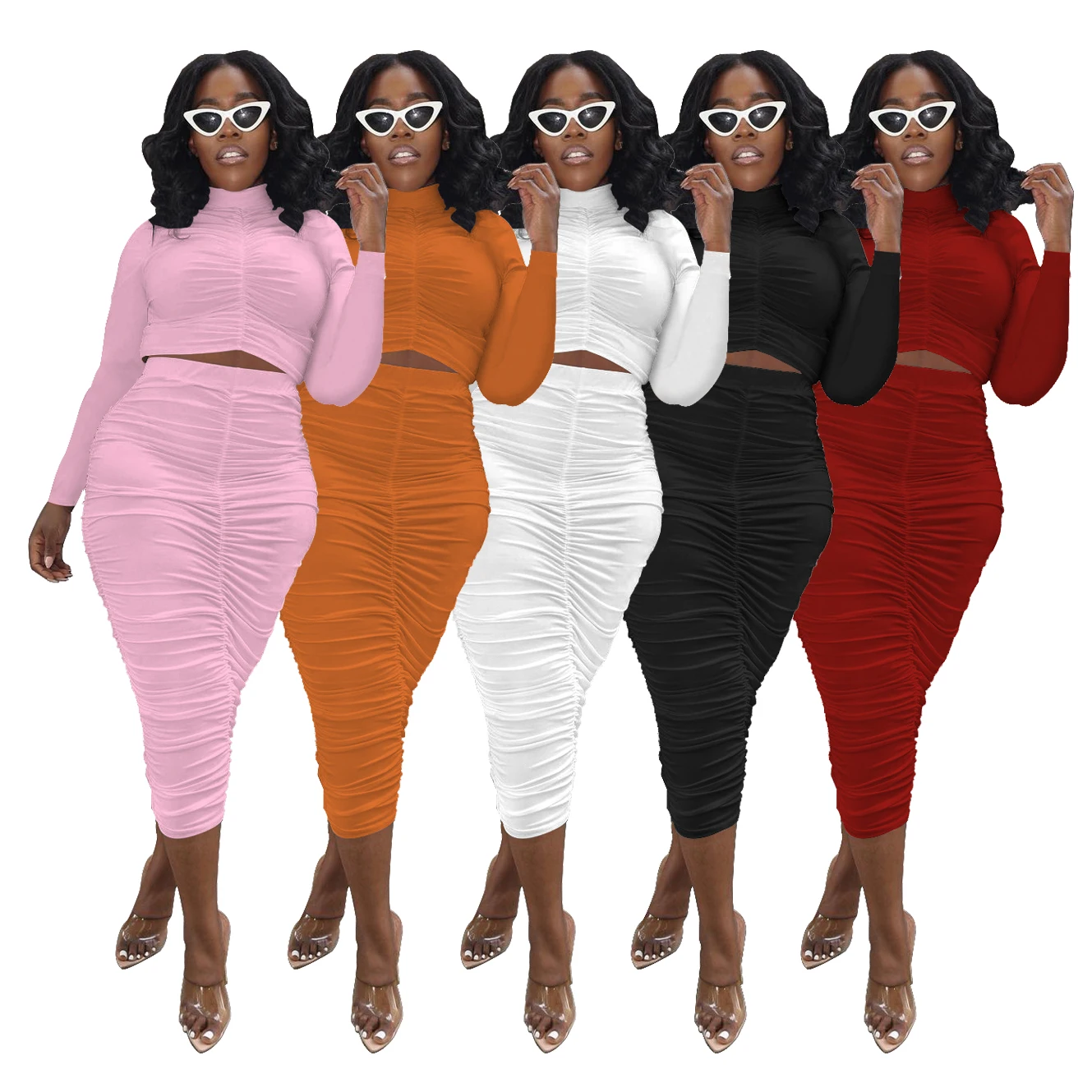Women Sexy High Collar Ruched Long Sleeve Hoodie Pullover Crop Top And Pleated Midi Dress Two Piece Outfits Set
Women Sexy High Collar Ruched Long Sleeve Hoodie Pullover Crop Top And Pleated Midi Dress Two Piece Outfits Set