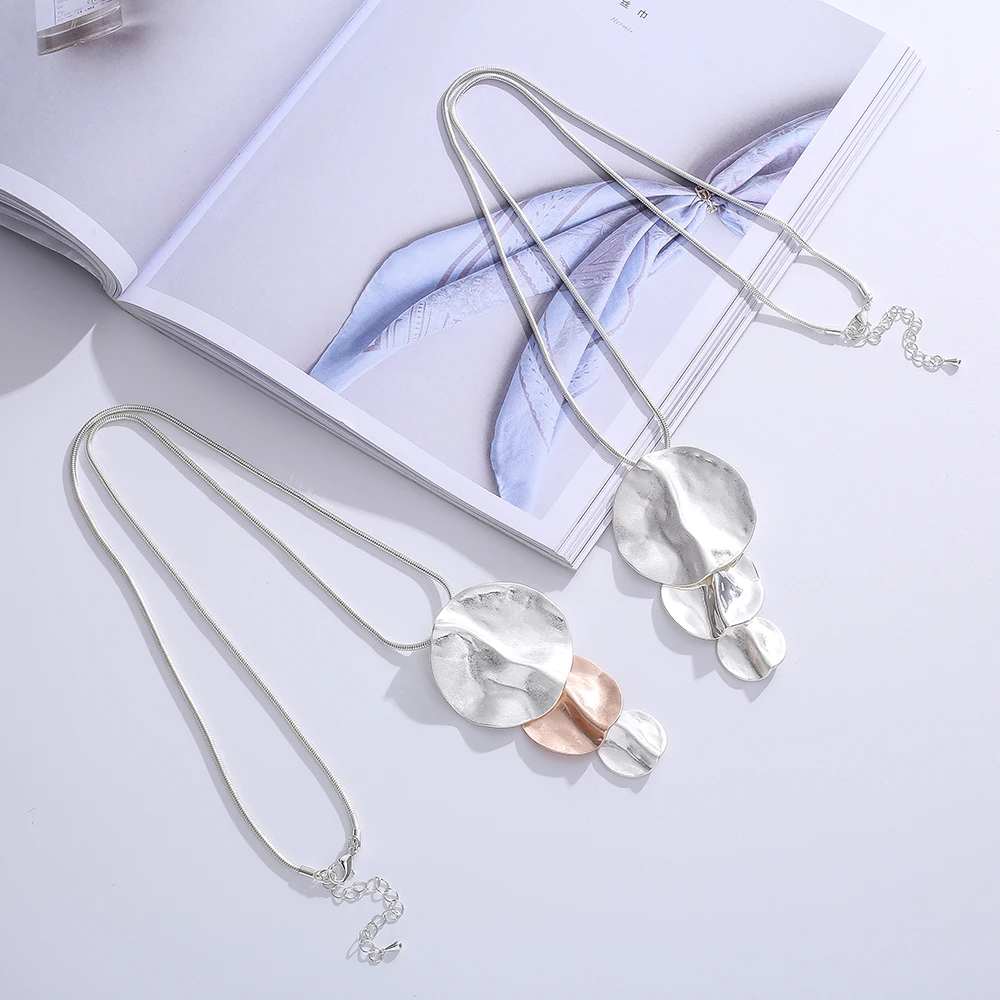 New Fashion women's Geometric round layered long sweater pendant personalized jewelry necklace in 2021
New Fashion women's Geometric round layered long sweater pendant personalized jewelry necklace in 2021