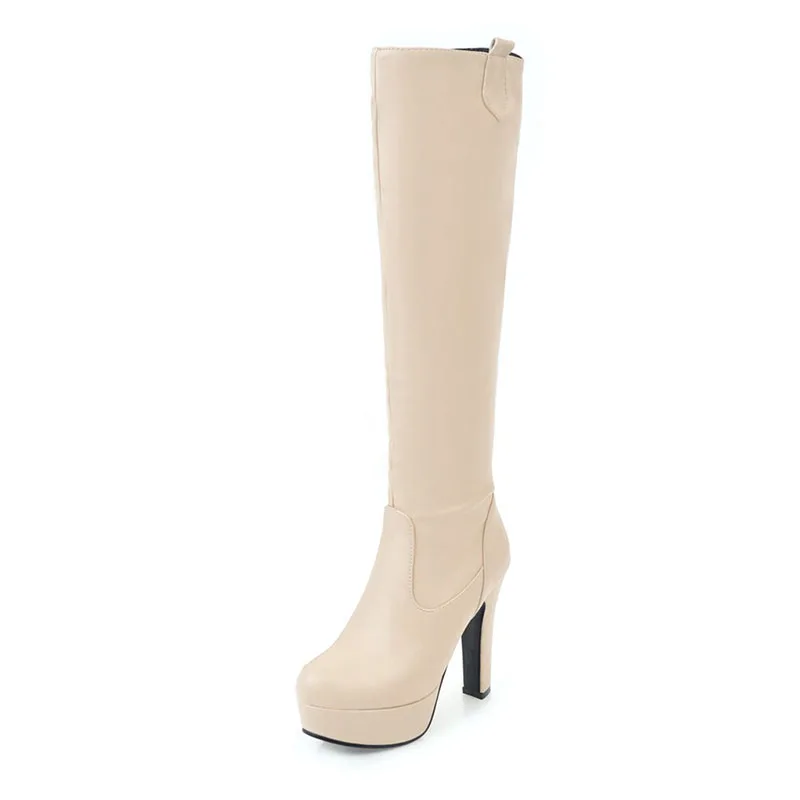 Europe Stylish Round Toe High Heel Solid color Platform Waterproof Ladies'Knee-High boots, Black/white/pink/ecru
Europe Stylish Round Toe High Heel Solid color Platform Waterproof Ladies'Knee-High boots, Black/white/pink/ecru