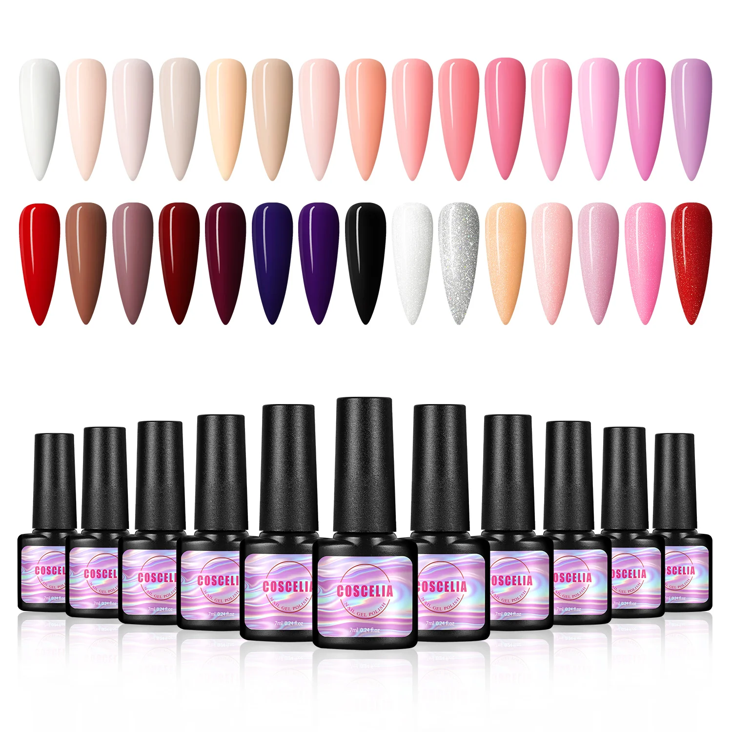 COSCELIA 7ml 30 Colors Glitter Gel Nail Poish Pure Color Soak Off LED UV Gel Set
COSCELIA 7ml 30 Colors Glitter Gel Nail Poish Pure Color Soak Off LED UV Gel Set