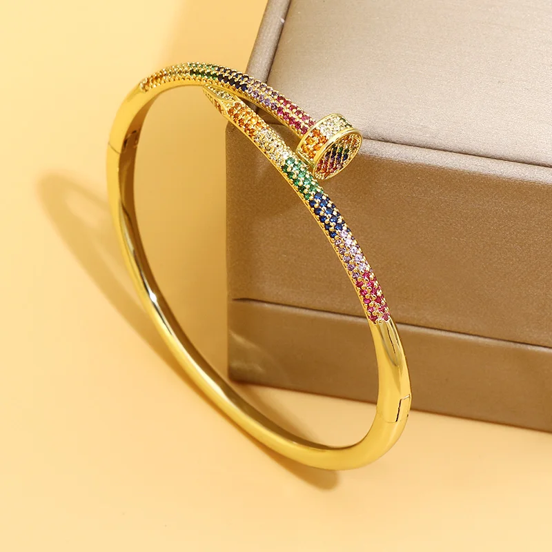 2022 New Design Rainbow Color Smooth Screw Bangle Bracelet Hot Sale Colorful Nail Cuff Stacking Bracelet 
2022 New Design Rainbow Color Smooth Screw Bangle Bracelet Hot Sale Colorful Nail Cuff Stacking Bracelet