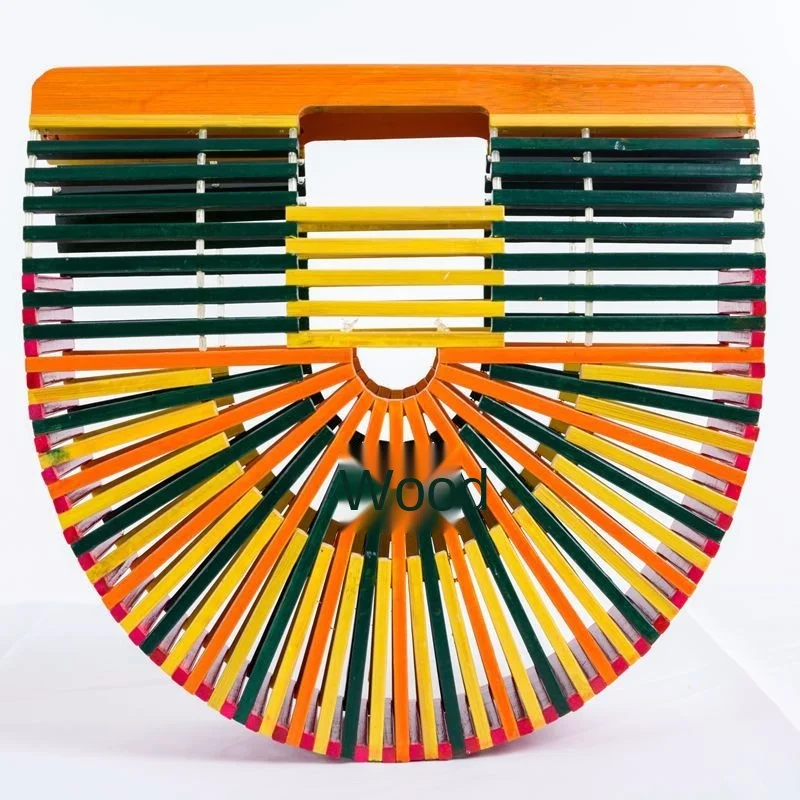 Bamboo handmade beach handbag woven bag bamboo handle bag colorful partition flower bag
Bamboo handmade beach handbag woven bag bamboo handle bag colorful partition flower bag