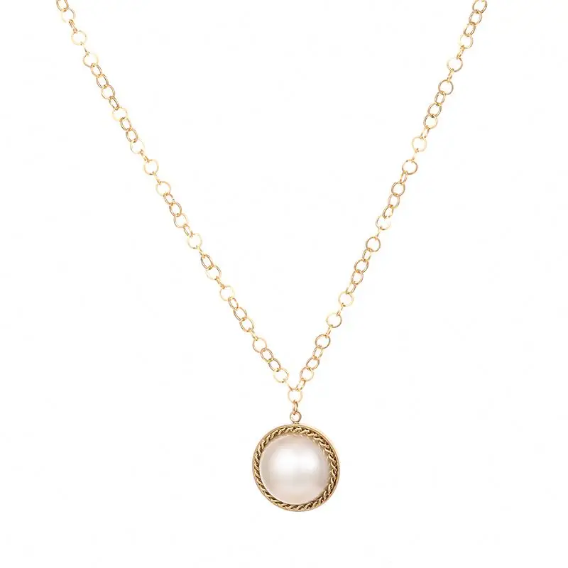 Women's Fashion Gold Plated Pearl Pendant Stainless Steel Chain Necklace
Women's Fashion Gold Plated Pearl Pendant Stainless Steel Chain Necklace