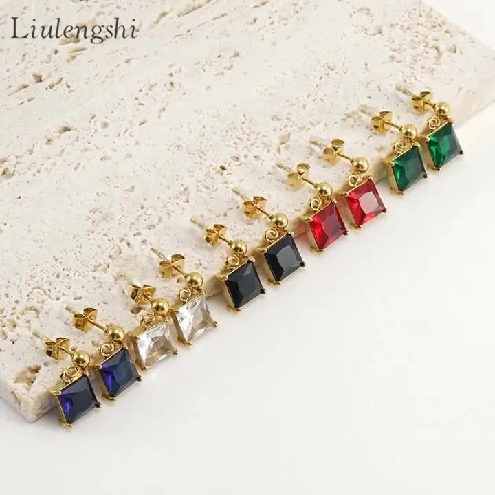18K Gold Plated Stainless Steel Jewelry Gift Drop Square Earrings Colorful Cubic Zirconia Stud Earrings
18K Gold Plated Stainless Steel Jewelry Gift Drop Square Earrings Colorful Cubic Zirconia Stud Earrings